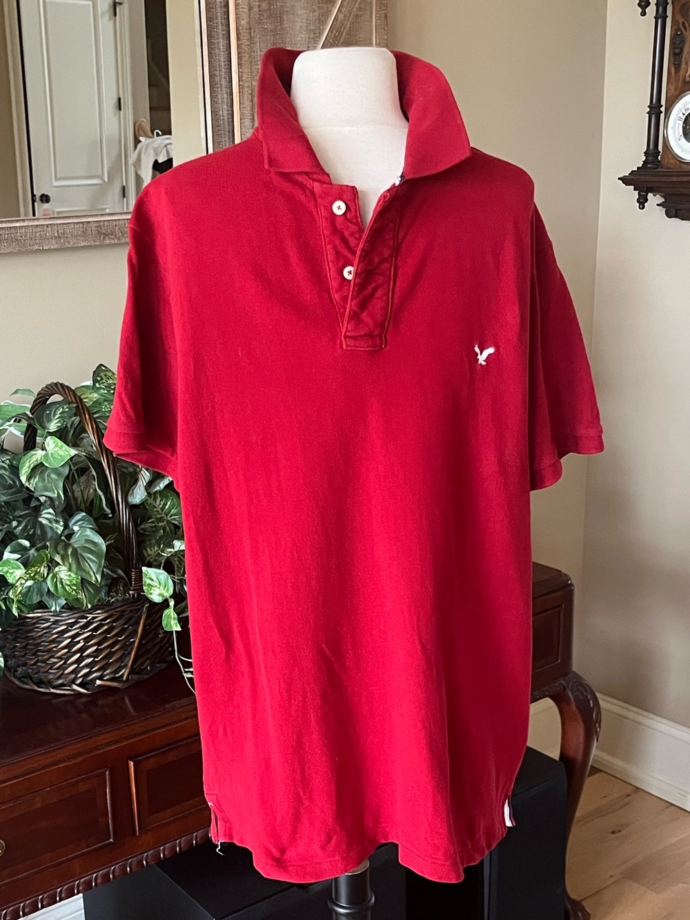 American Eagle Outfitters Red Polo with Small Contrast Logo
